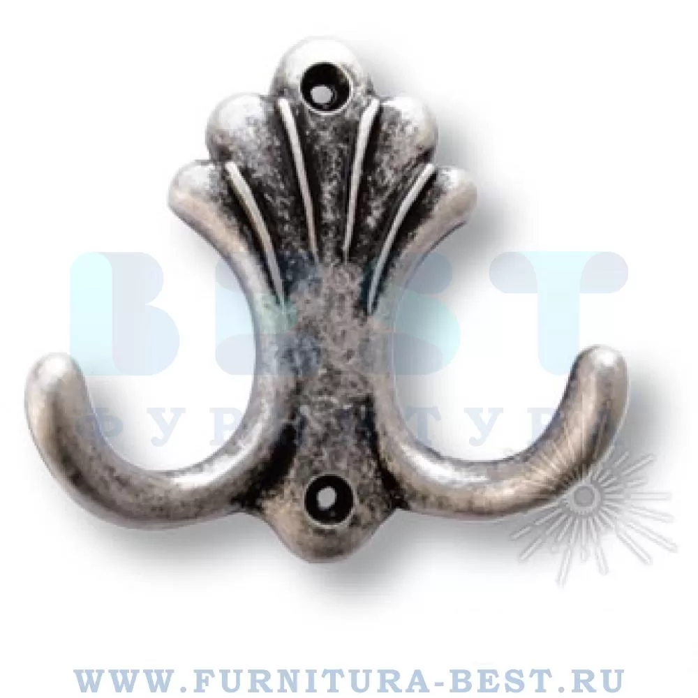 Крючок, 62*20*65 мм, материал цамак, цвет античное серебро, арт. 15.722.00.16 стоимость 410 руб.