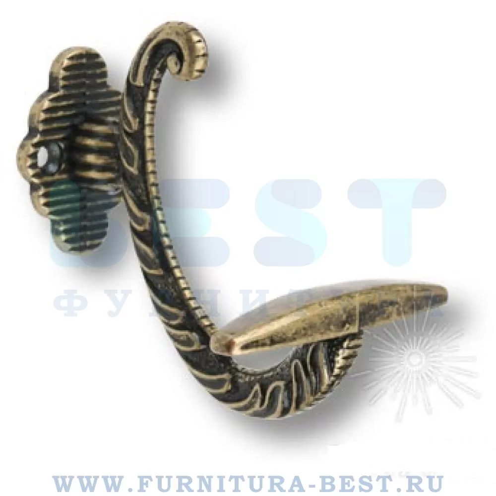 Крючок, 80*70*80 мм, материал металл, цвет античная бронза, арт. 00387 стоимость 660 руб.