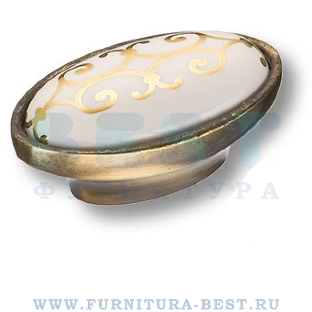 Ручка-кнопка 16 мм, материал цамак, цвет бронза + керамика с золотым орнаментом, арт. 3000-40-000-212 стоимость 900 руб.