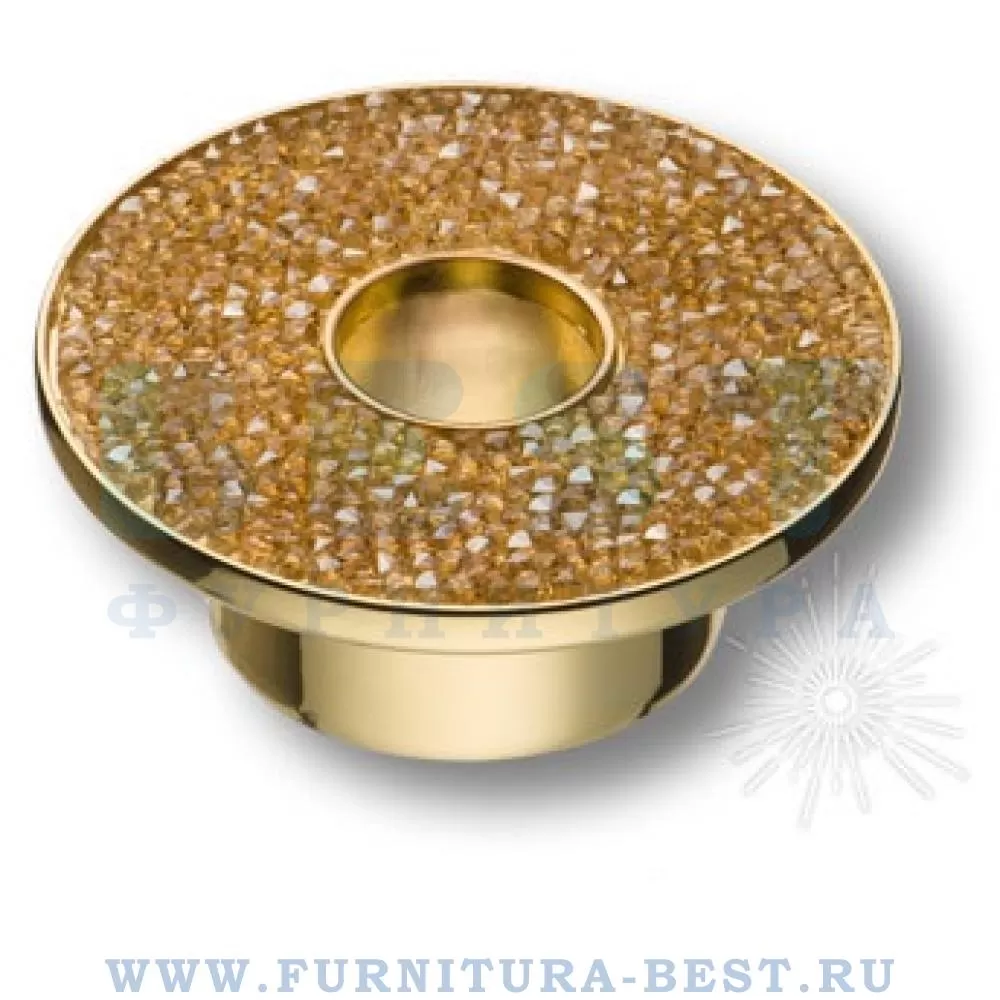 Ручка-кнопка 16 мм, материал цамак, цвет золото глянец + кристаллы swarovski, арт. STONE16/O-SW/O стоимость 4 485 руб.
