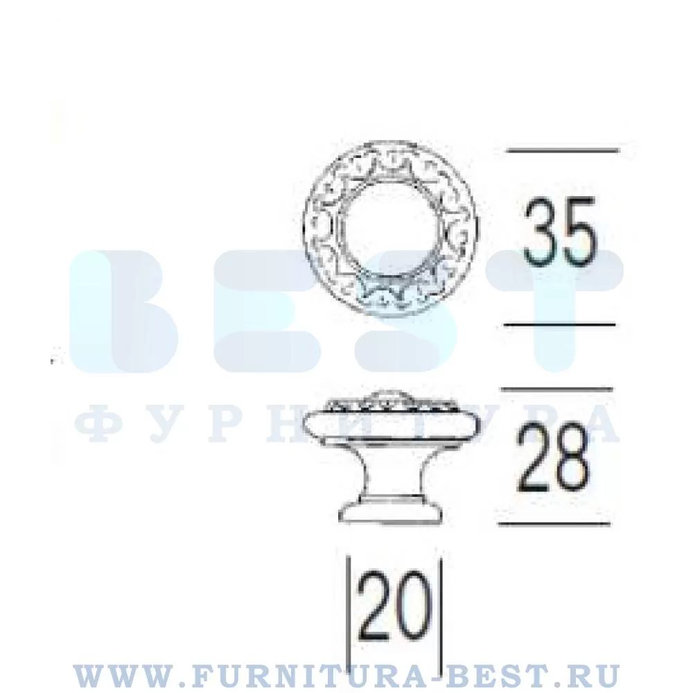Ручка-кнопка, 28*d=35 мм, цвет античное серебро, арт. 436BAV стоимость 2 850 руб.