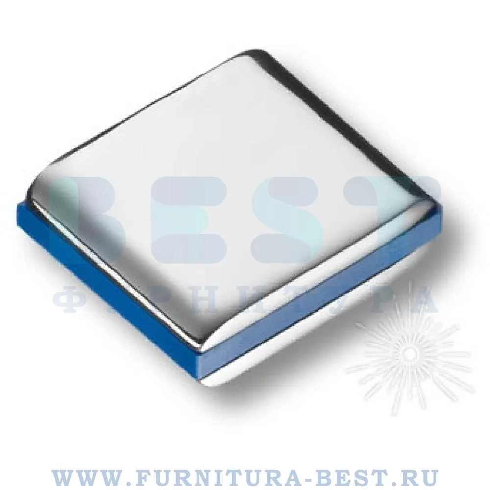 Ручка-кнопка, 28*10*25 мм, материал цамак, цвет глянцевый хром с синей вставкой, арт. 429025MP02PL12 стоимость 525 руб.