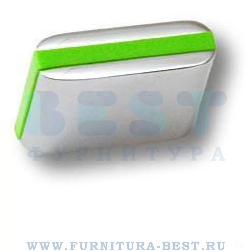 Ручка-кнопка, 28*10*25 мм, материал цамак, цвет глянцевый хром с зелёной вставкой, арт. 429025MP02PL13 стоимость 520 руб.