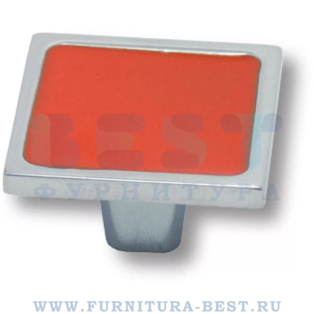 Ручка-кнопка, 30*30*28 мм, материал цамак, цвет хром глянец + оранжевая эмаль, арт. 03.845.030.030.068 стоимость 415 руб.