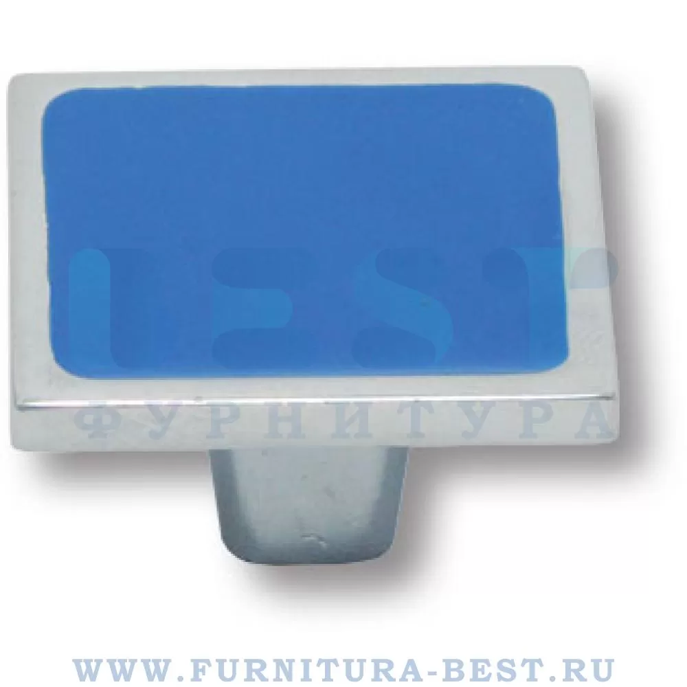 Ручка-кнопка, 30*30*28 мм, материал цамак, цвет хром глянец + синяя эмаль, арт. 03.845.030.030.067 стоимость 415 руб.