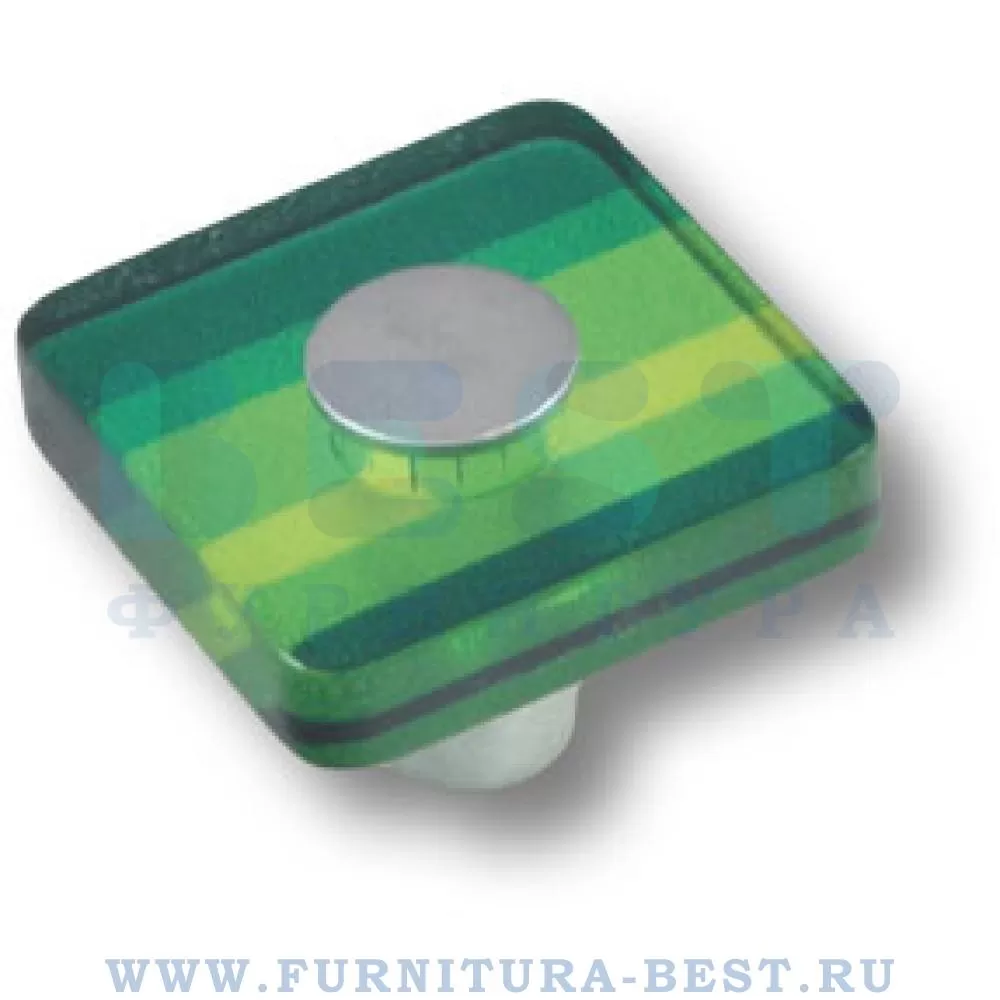 Ручка-кнопка, 34*34*25 мм, материал сталь, цвет металл + пластик (зелёный), арт. 695VE стоимость 795 руб.
