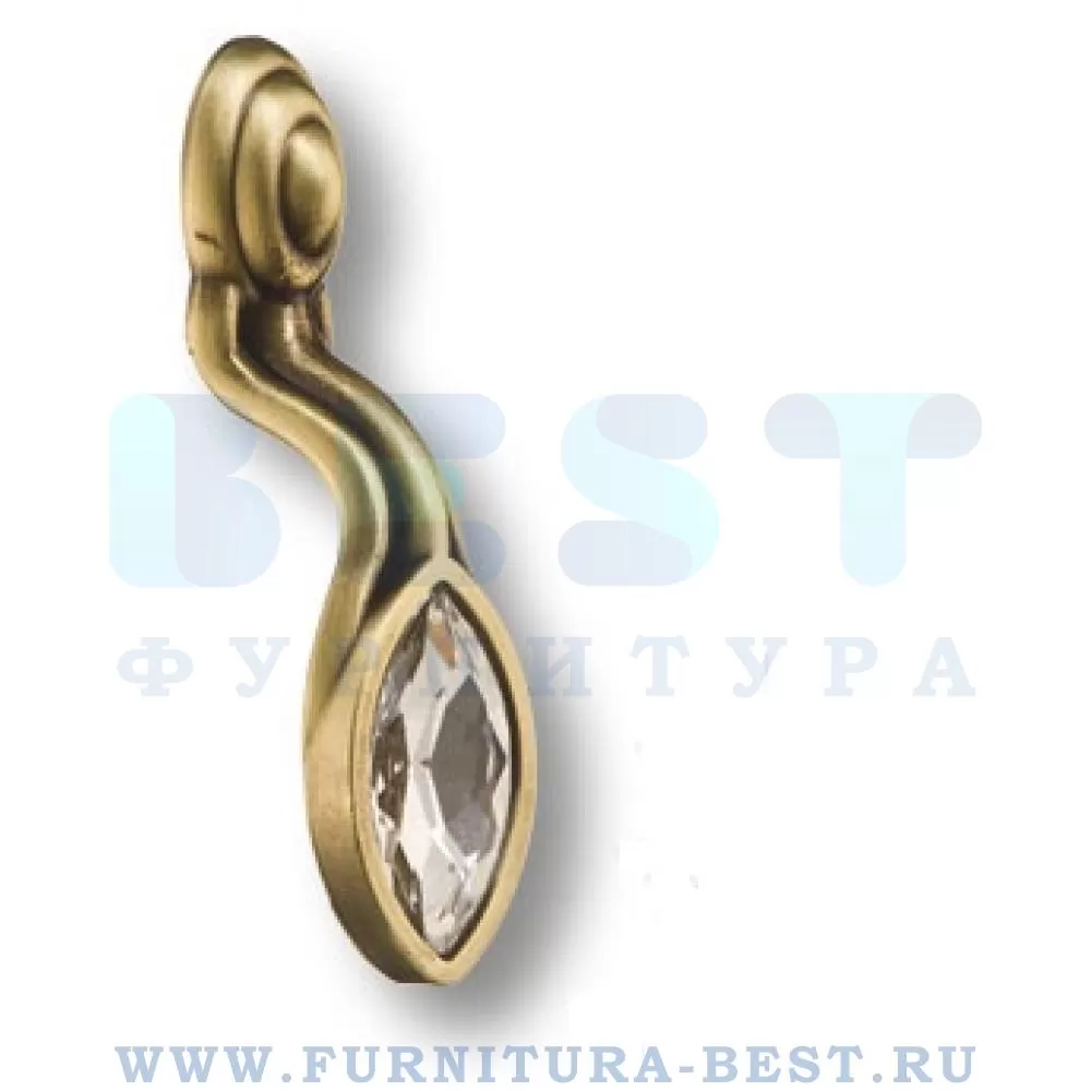 Ручка-кнопка, 85*22*28 мм, материал цамак, цвет античная бронза с кристаллом, арт. 115-ANTIK стоимость 755 руб.