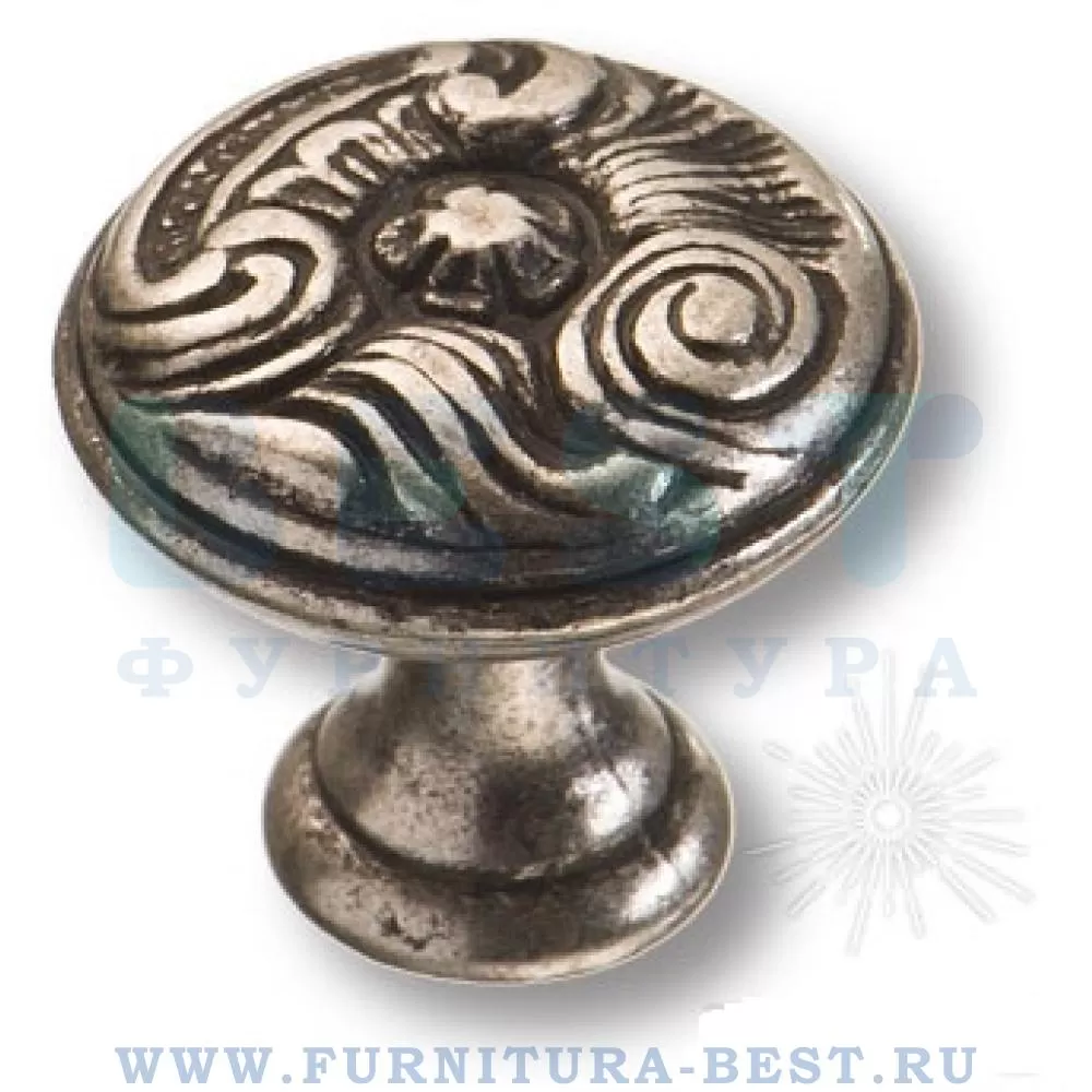 Ручка-кнопка, d=25x18 мм, материал цамак, цвет античное серебро, арт. 15.366.25.16 стоимость 310 руб.