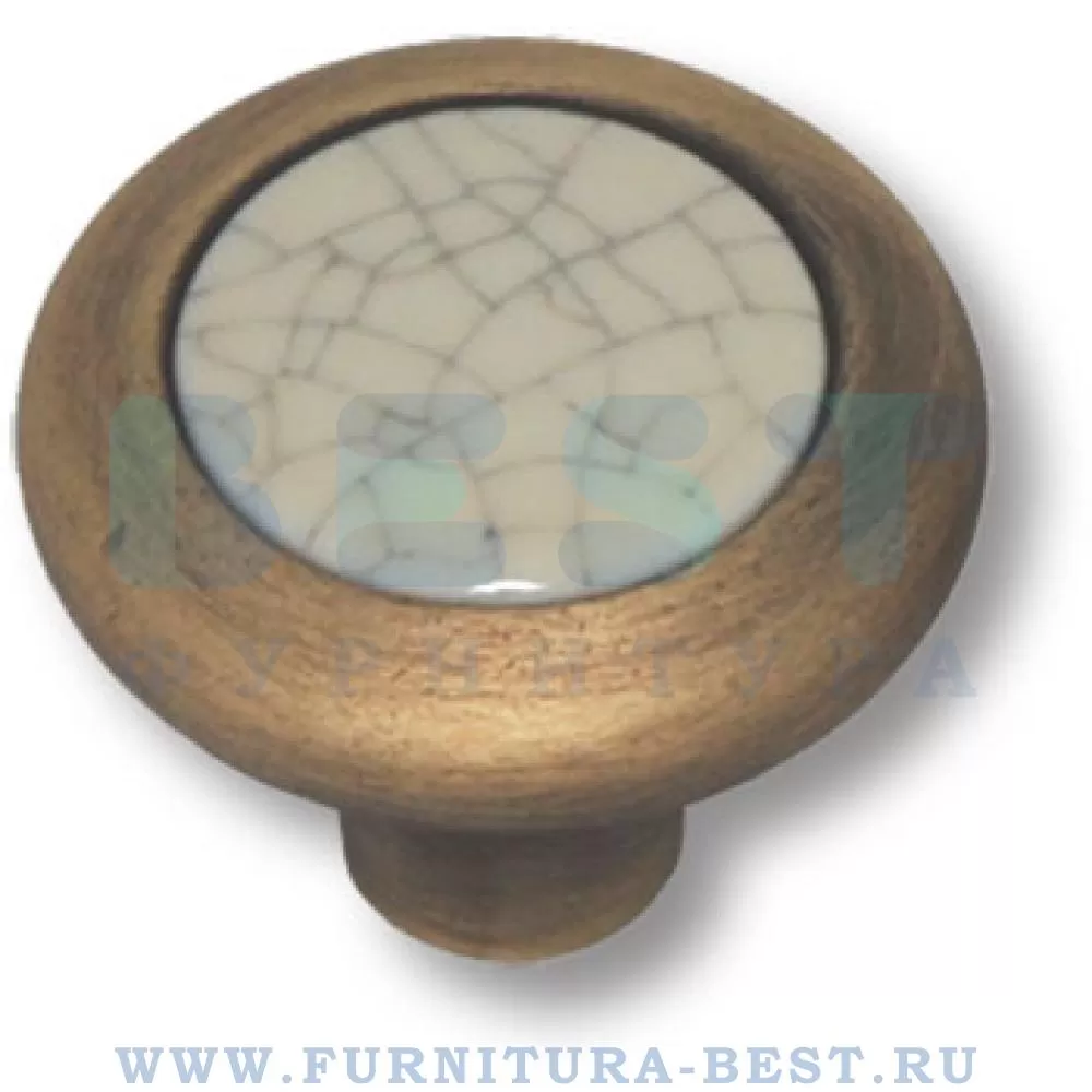 Ручка-кнопка, d=28*24 мм, материал цамак, цвет античная бронза + керамика с серой "паутинкой", арт. 9832-805 стоимость 1 380 руб.