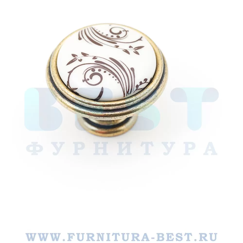Ручка-кнопка, d=30*24 мм, материал цамак, цвет бронза с керамикой, арт. P88.01.H2.A8G стоимость 520 руб.
