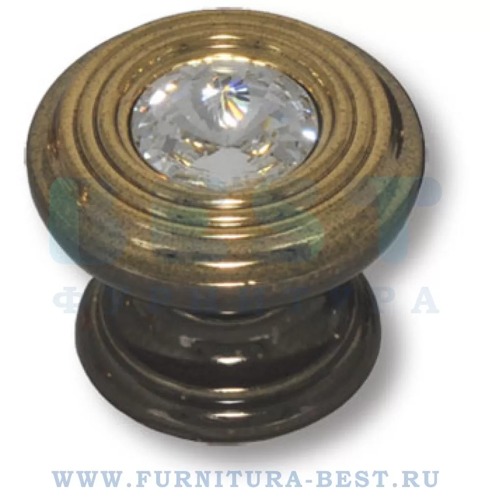 Ручка-кнопка, d=30*25 мм, материал цамак, цвет бронза старая + кристаллы swarovski, арт. 9952-771 стоимость 985 руб.