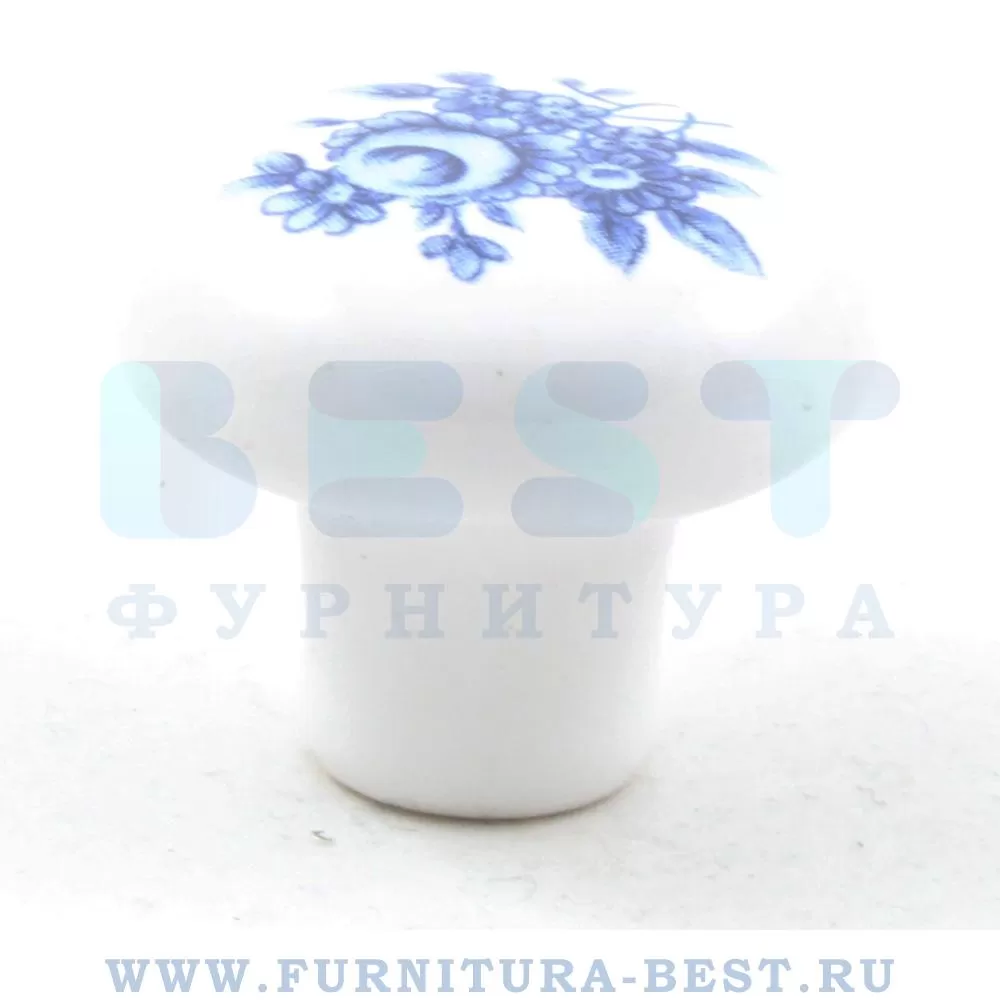 Ручка-кнопка, d=30 мм, материал керамика, цвет белая керамика с голубым рисунком, арт. 38011 стоимость 450 руб.