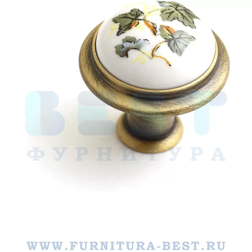Ручка-кнопка, d=30 мм, материал латунь, цвет бронза с керамикой узоры, арт. 0725-013-107 стоимость 475 руб.