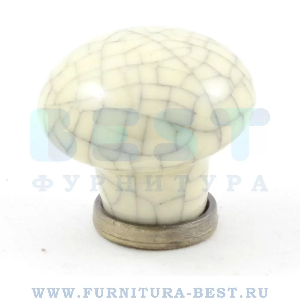 Ручка-кнопка, d=30 мм, материал металл, цвет белая керамика с паутиной, арт. 818AB/CRA стоимость 555 руб.