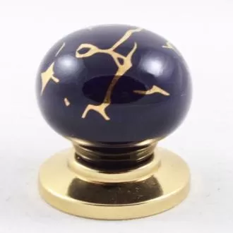 Ручка-кнопка 3005-60-COBALT 449 GOLD Мебельные ручки керамика