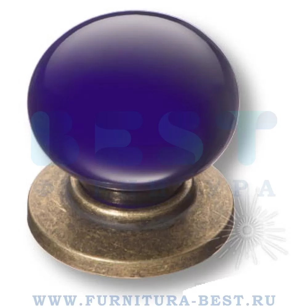 Ручка-кнопка, d=32/32*35 мм, материал цамак, цвет синий/старая бронза, арт. 3005-40-COBALT стоимость 510 руб.