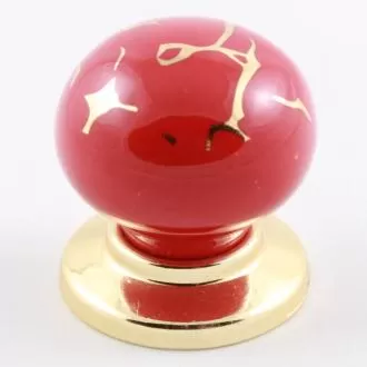 Ручка-кнопка 3005-60-RED 449 GOLD Мебельные ручки керамика