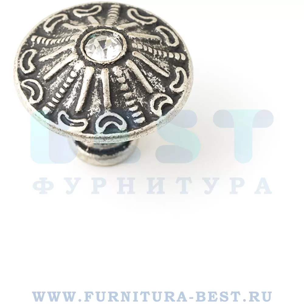 Ручка-кнопка, d=32 мм, цвет серебро с кристаллом, арт. 29.240.09 стоимость 600 руб.