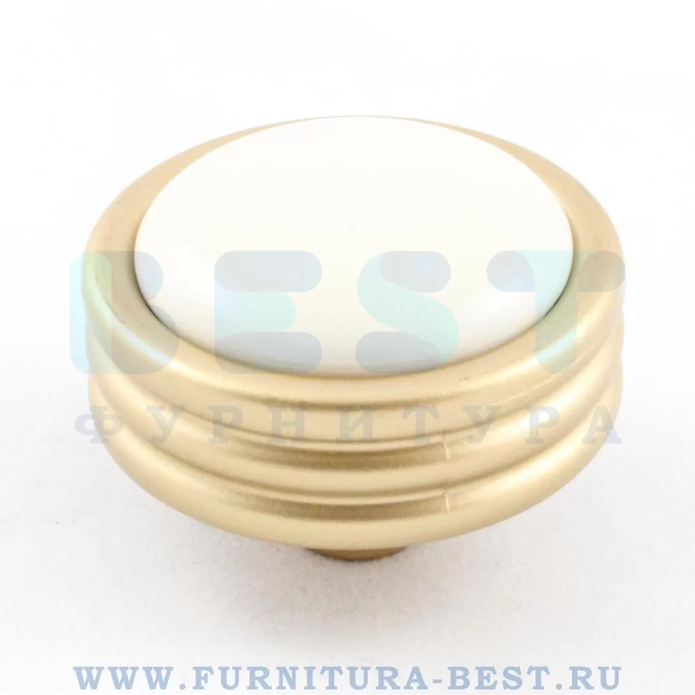 Ручка-кнопка, d=34*26 мм, материал металл, цвет матовое золото с вставкой "слоновая кость", арт. P49.01.00.F3G стоимость 520 руб.