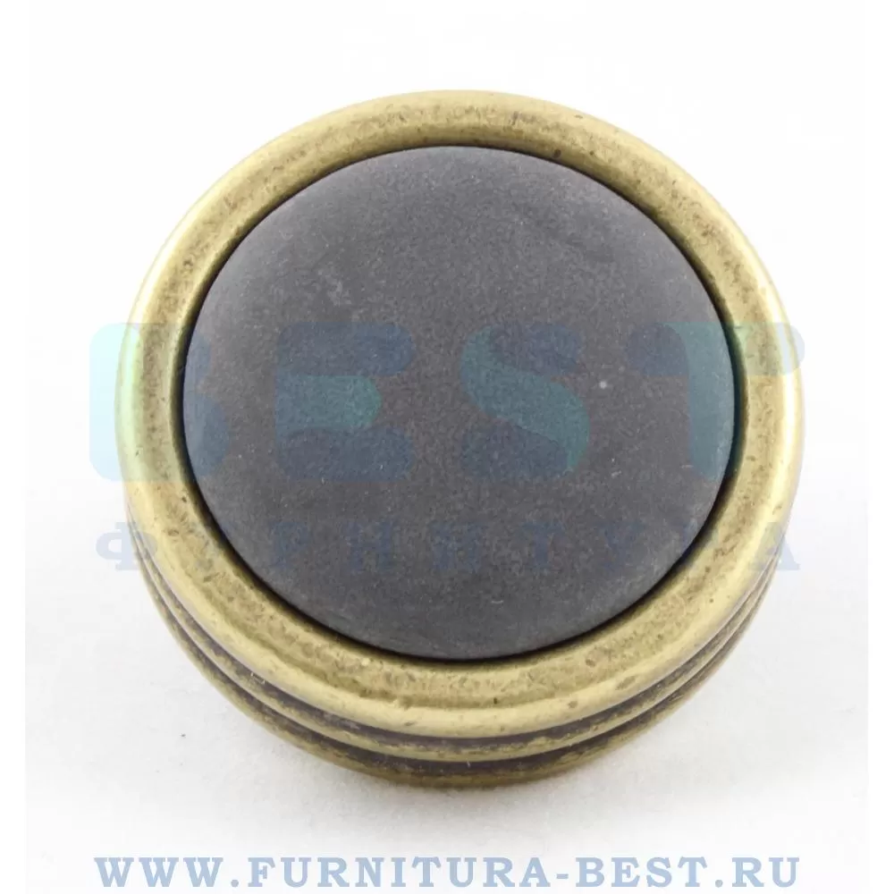 Ручка-кнопка, d=34*26 мм, материал металл, цвет тёмная бронза с чёрной вставкой, арт. P49.23.00.D1G стоимость 530 руб.