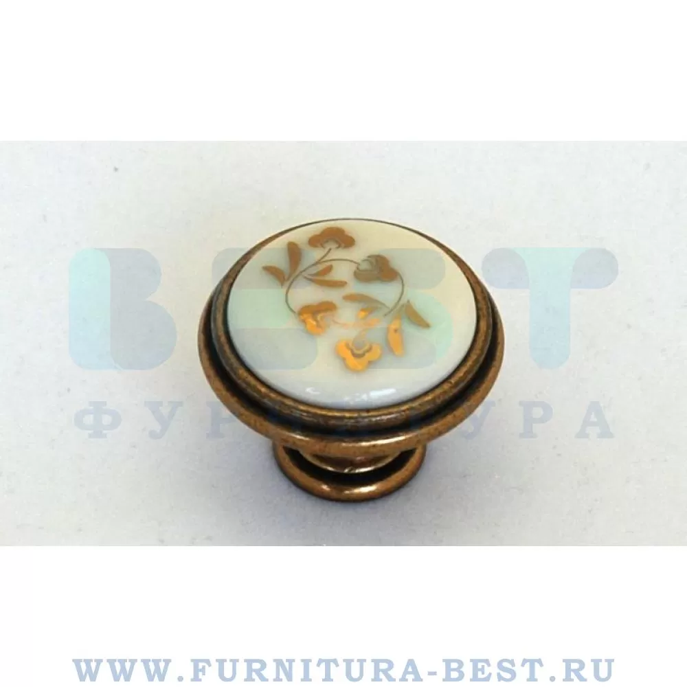 Ручка-кнопка, d=35*27 мм, материал металл, цвет керамика с рисунком, арт. P77Y01.H3MA8G стоимость 675 руб.