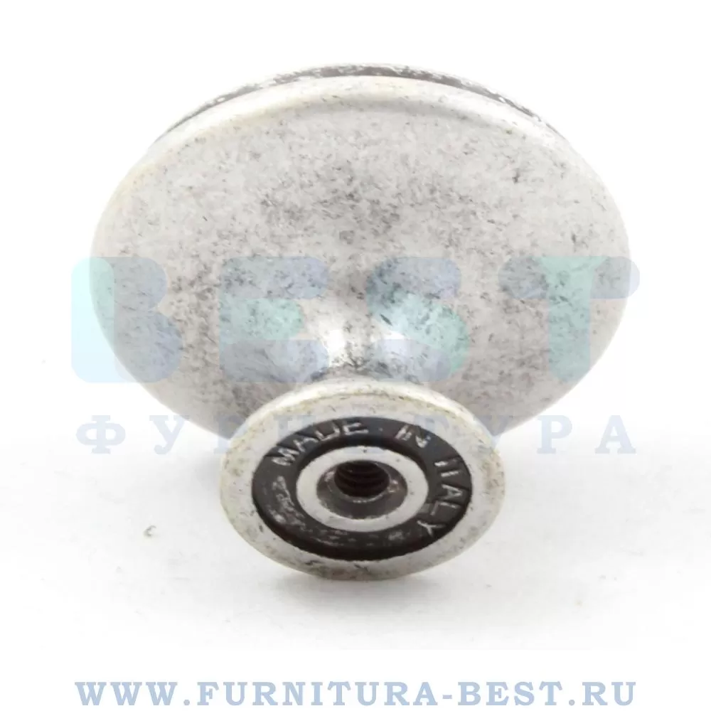 Ручка-кнопка, d=35*27 мм, материал металл, цвет старое серебро с блеском + керамика, арт. P77.Y01.G4.ME8G стоимость 595 руб.