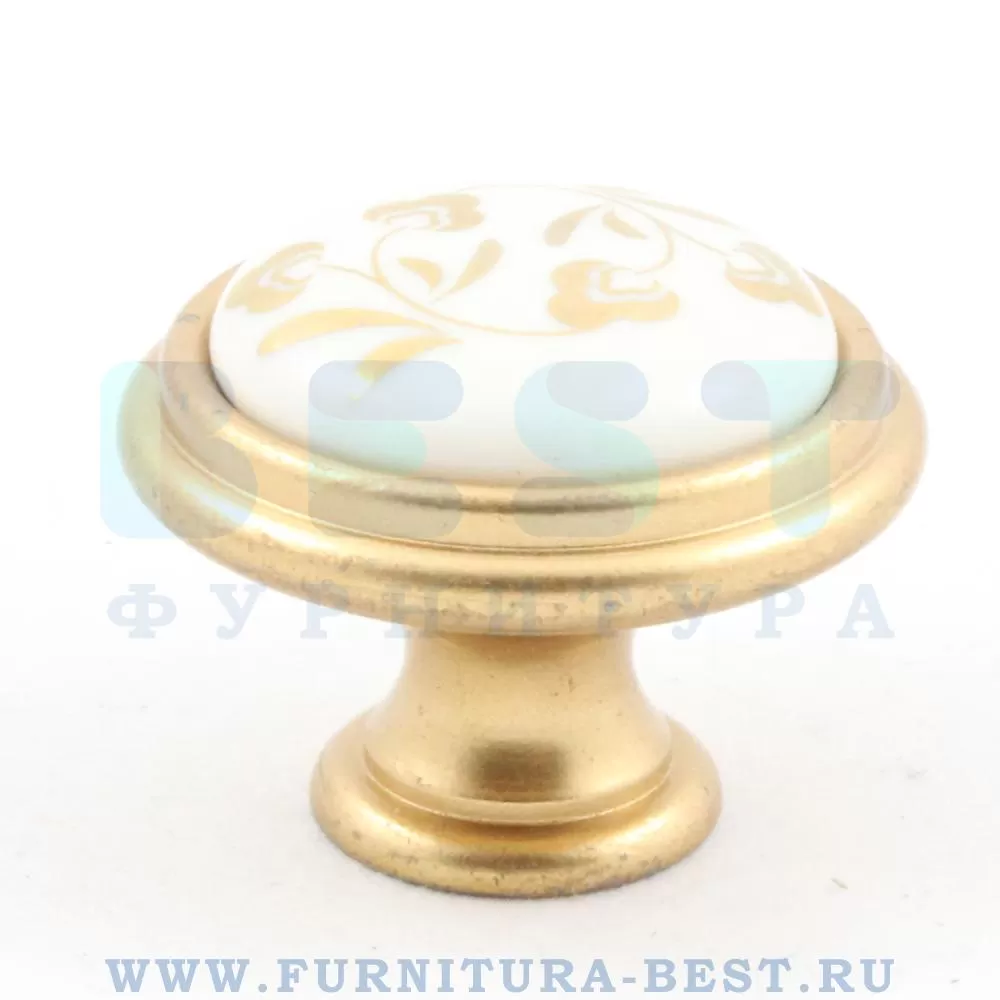 Ручка-кнопка, d=35*27 мм, материал металл, цвет золото матовое "милан" + керамика, арт. P77.Y01.H3.MR8G стоимость 550 руб.