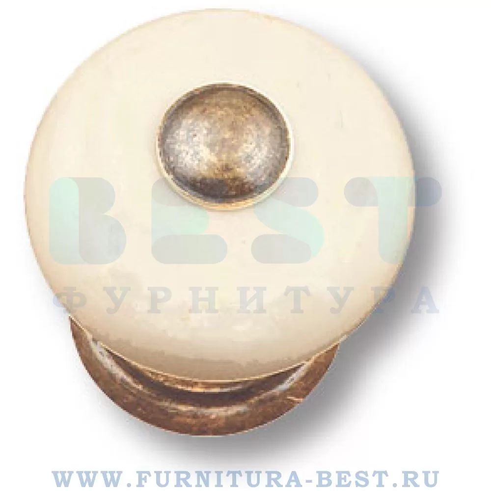 Ручка-кнопка, d=35*30 мм, материал керамика, бронза + керамика, цвет молочный, арт. 330H1 стоимость 1 020 руб.