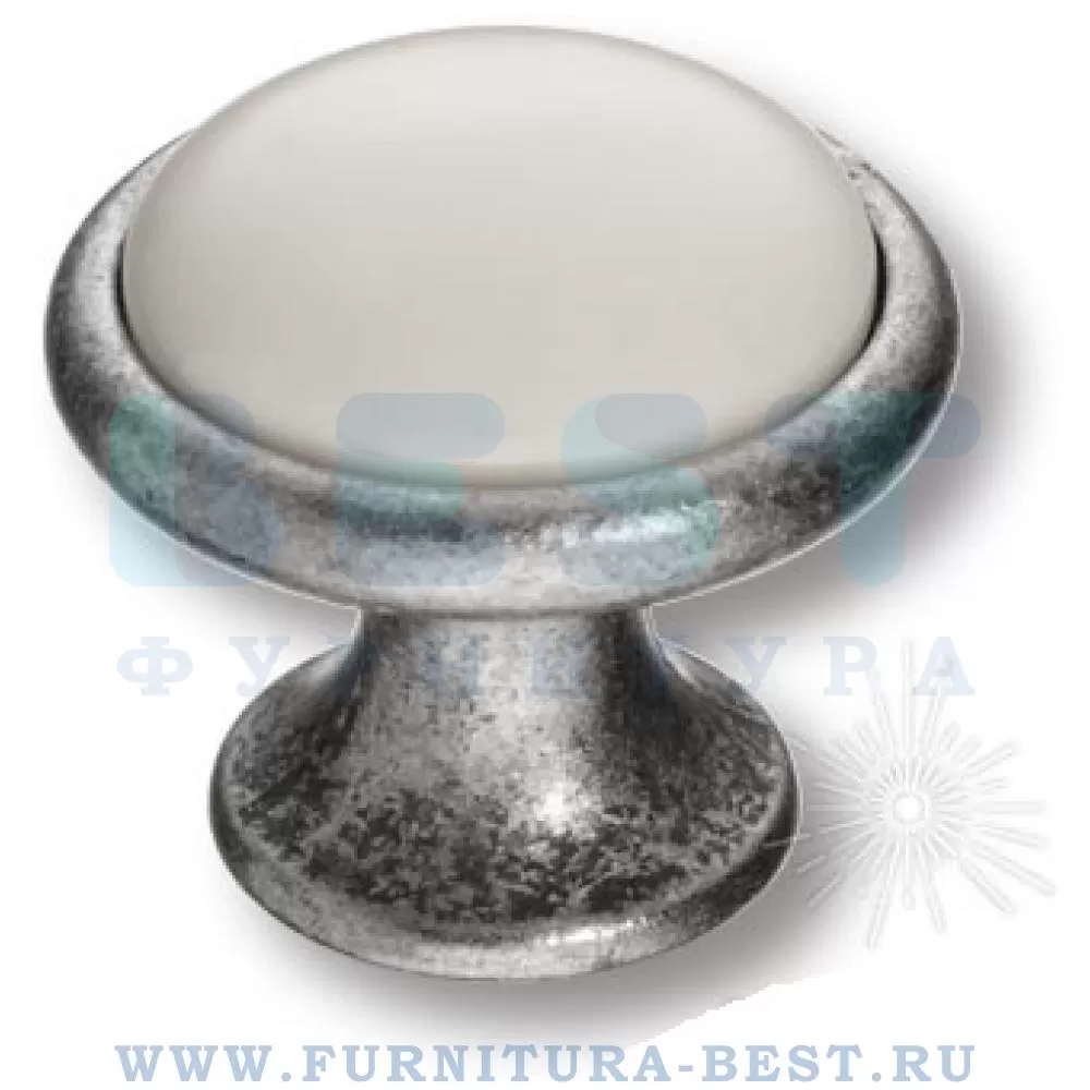 Ручка-кнопка, d=35*30 мм, материал цамак, цвет белый/старое серебро, арт. 3008-80-000 стоимость 900 руб.