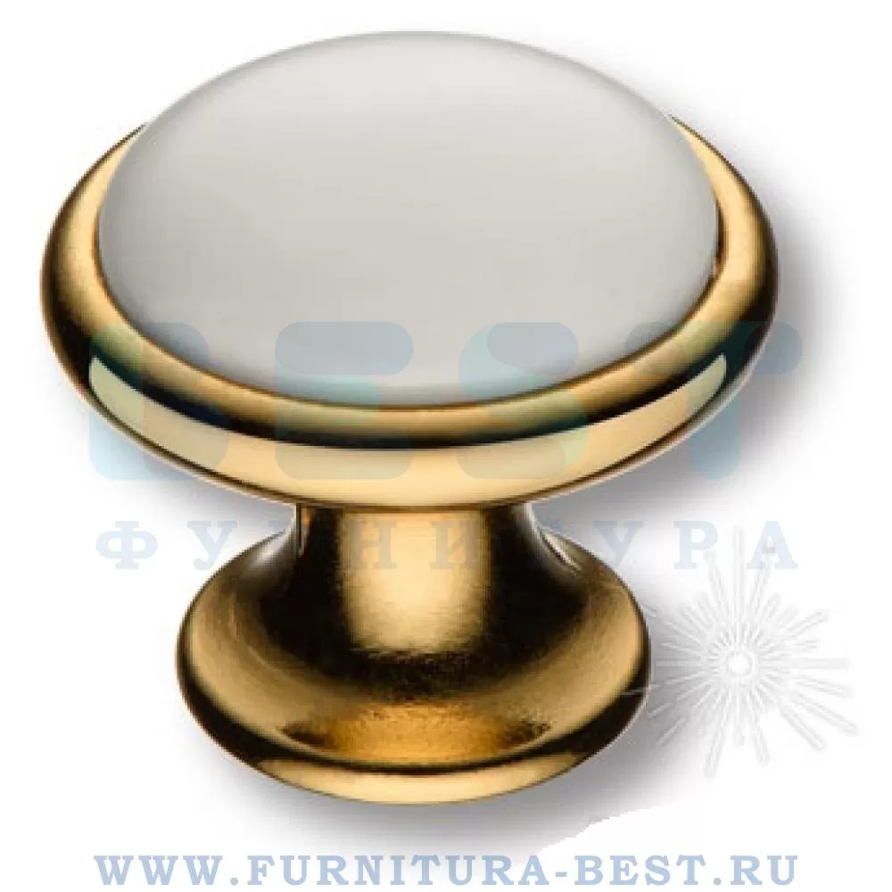 Ручка-кнопка, d=35*30 мм, материал цамак, цвет кремовый/глянцевое золото, арт. 3008-60-KREM (69) стоимость 1 110 руб.