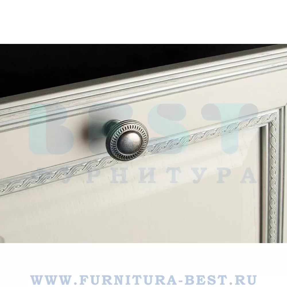 Ручка-кнопка, d=35*30 мм, материал цамак, цвет серебро античное, арт. RZ192Z.029SA стоимость 465 руб.