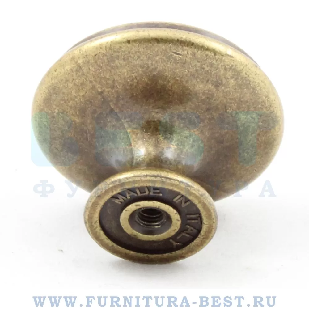 Ручка-кнопка, d=35 мм, материал цамак, цвет бронза античная "флоренция" + керамика, арт. P77.Y01.G4.MD1G стоимость 545 руб.