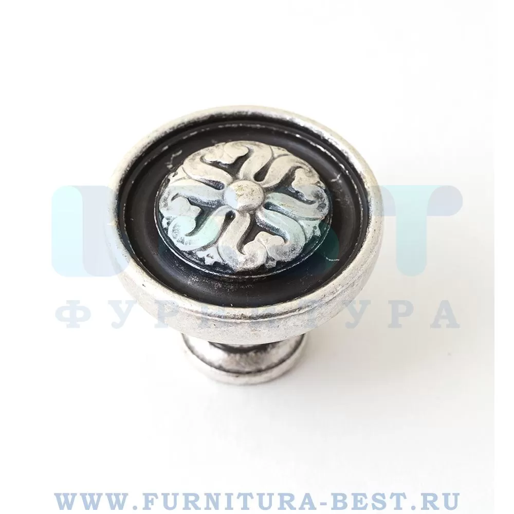 Ручка-кнопка, d=35x30 мм, материал цамак, цвет античное серебро, арт. BU 009.35.16 стоимость 650 руб.