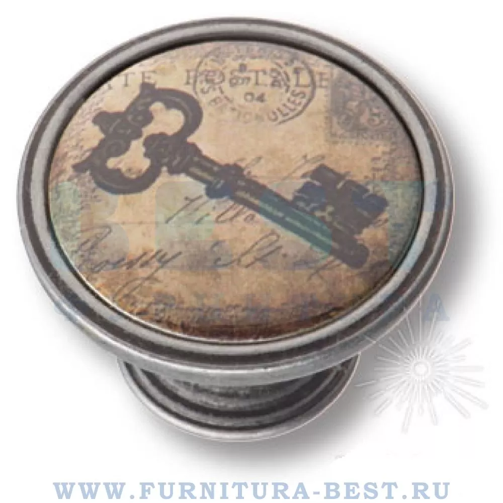 Ручка-кнопка, d=37*26 мм, материал цамак, цвет серебро / вставка, арт. 550PT42 стоимость 530 руб.