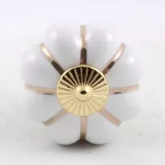 Ручка-кнопка S-101 GOLD WHITE Мебельные ручки керамика