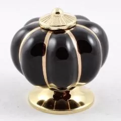 Ручка-кнопка S-101 GOLD BLACK Мебельные ручки керамика