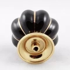 Ручка-кнопка S-101 GOLD BLACK Мебельные ручки керамика