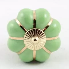 Ручка-кнопка S-101 GOLD GREEN Мебельные ручки керамика