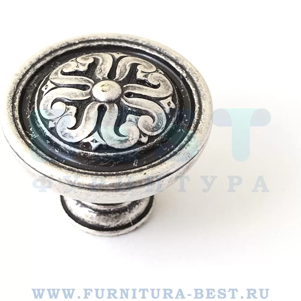 Ручка-кнопка, d=50x40 мм, материал цамак, цвет античное серебро, арт. BU 009.50.16 стоимость 1 130 руб.