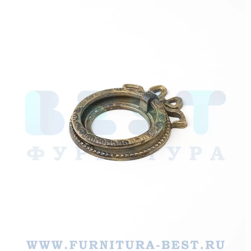 Ручка-кольцо, 53*65*11 мм, материал латунь, цвет латунь античная, арт. 10.276.02 стоимость 520 руб.