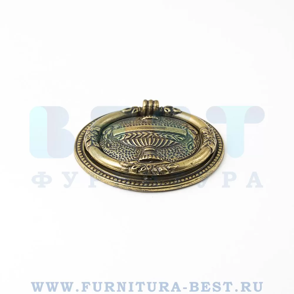 Ручка-кольцо, 68*57*10 мм, материал латунь, цвет латунь античная, арт. 10.057.02 стоимость 600 руб.