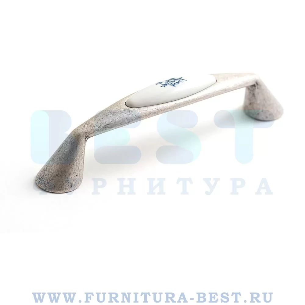 Ручка-скоба 128 мм, материал металл, цвет античное серебро + керамика с рисунком, арт. 12482.A62P.14M стоимость 1 315 руб.