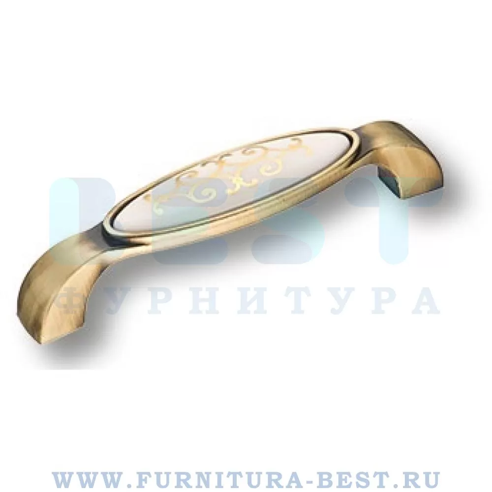 Ручка-скоба 128 мм, материал цамак, цвет бронза + керамика с золотым орнаментом, арт. 2000-40-128-212 стоимость 1 025 руб.