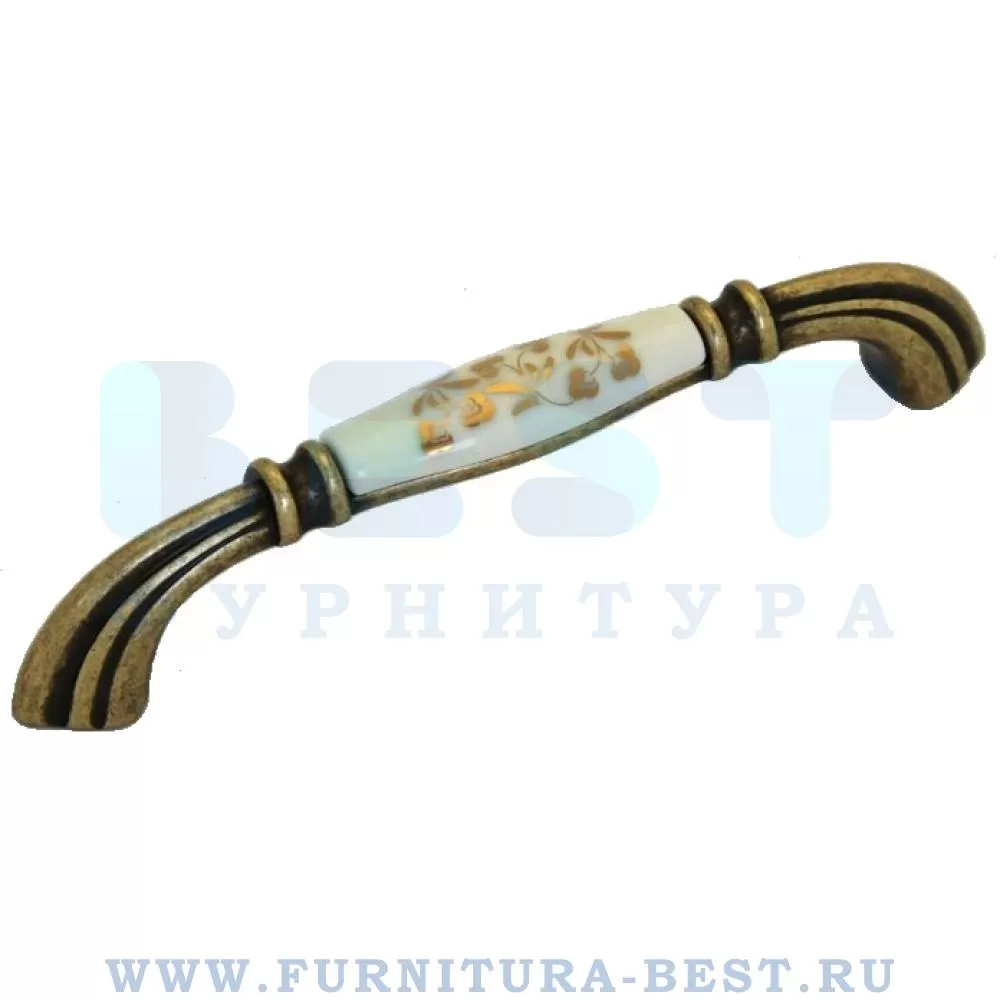 Ручка-скоба 128 мм, материал цамак, цвет бронза, керамика с золотым рисунком, арт. M71X01.H3MD1G стоимость 1 215 руб.