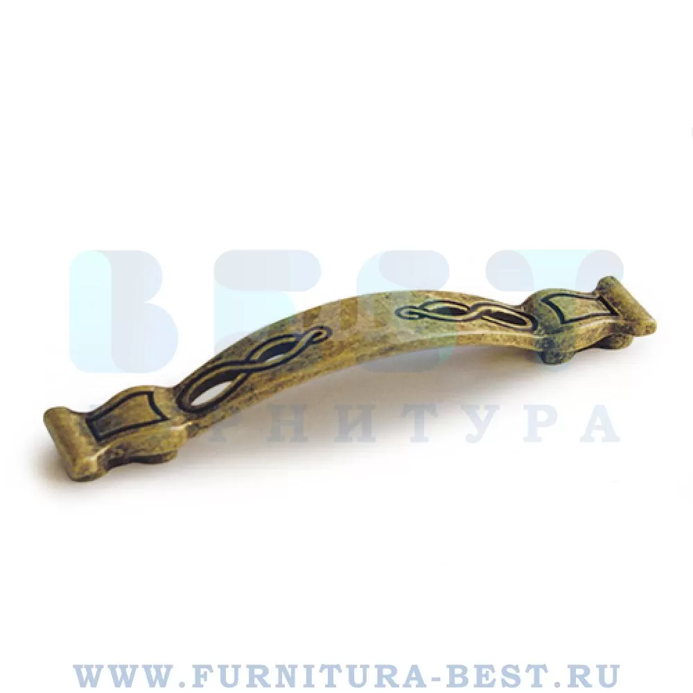 Ручка-скоба 128 мм, материал цамак, цвет состаренная бронза, арт. MZ.10393.F06 стоимость 505 руб.