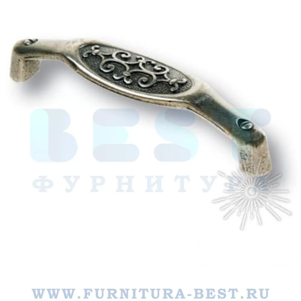 Ручка-скоба 128 мм, материал цамак, цвет старое серебро, арт. AURA128-50 стоимость 650 руб.