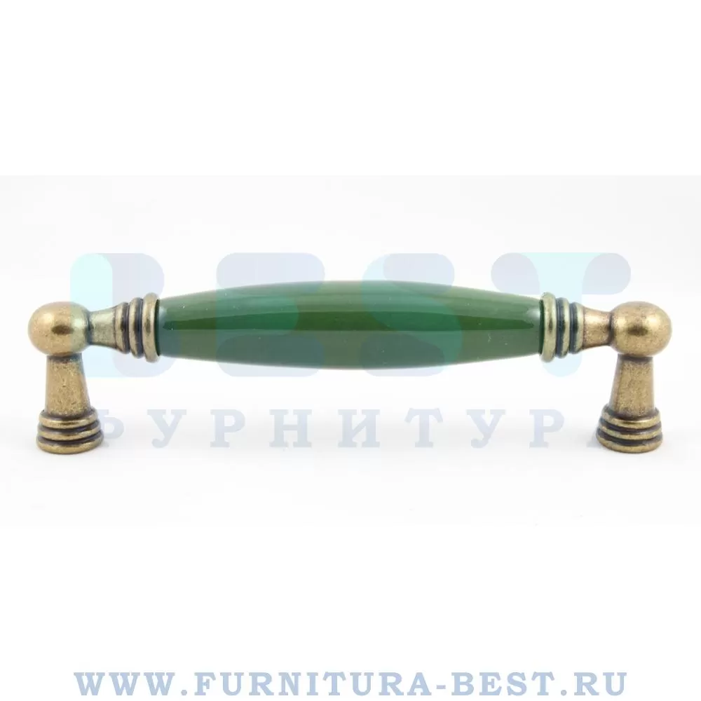 Ручка-скоба 128 мм, материал цамак, цвет зеленый/старая бронза, арт. 1160-40-128-GREEN стоимость 1 035 руб.