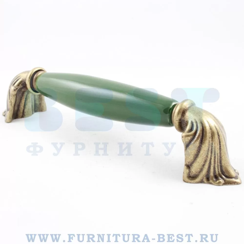 Ручка-скоба 128 мм, материал цамак, цвет зеленый/старая бронза, арт. 1370-40-128-GREEN стоимость 1 255 руб.