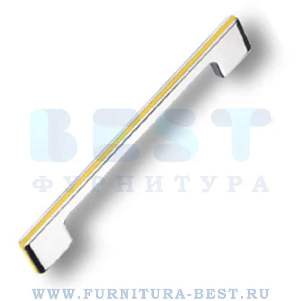 Ручка-скоба 160 мм, материал цамак, цвет глянцевый хром с жёлтой вставкой, арт. 182160MP02PL08 стоимость 1 095 руб.