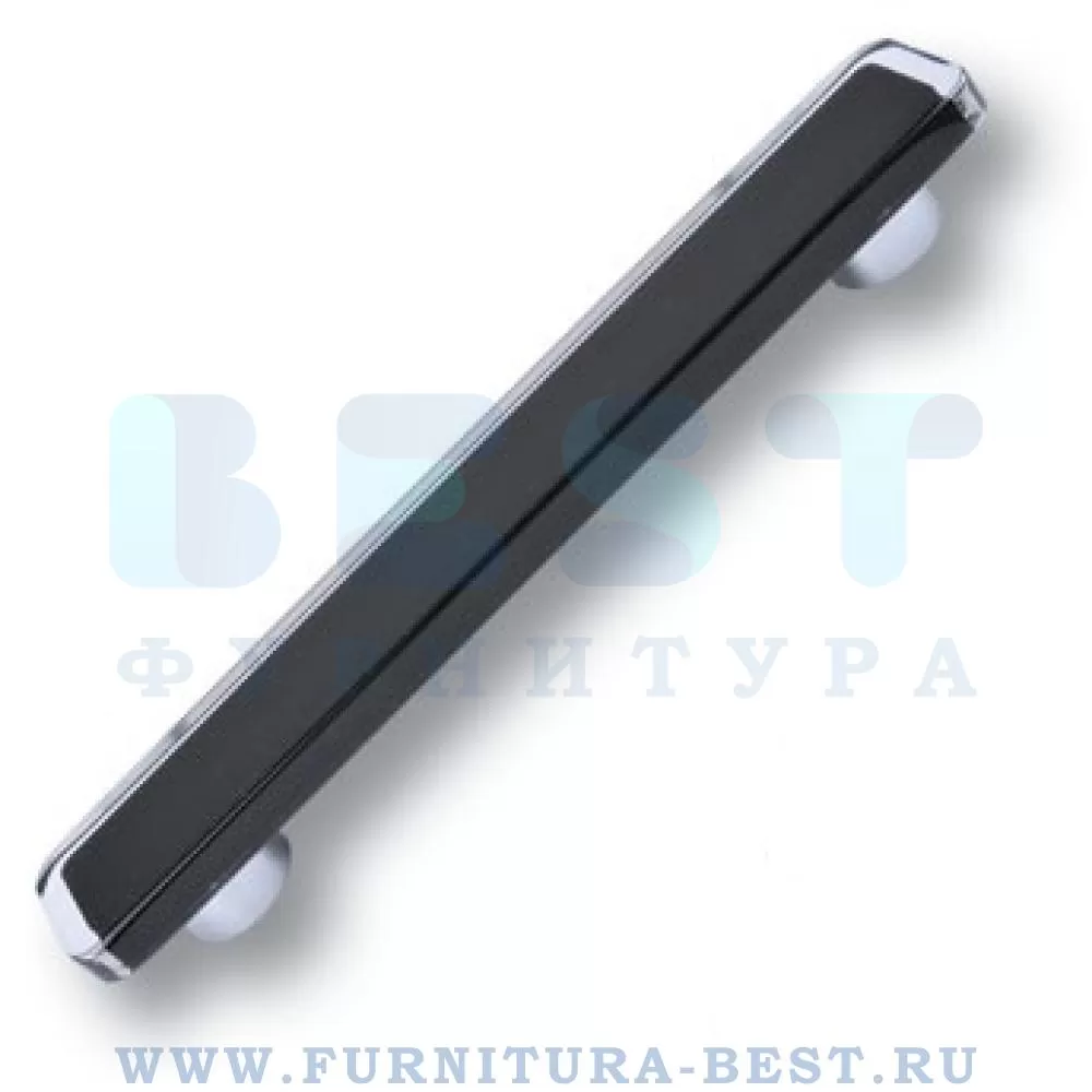 Ручка-скоба 160 мм, материал цамак, цвет хром глянец + пластик чёрный, арт. 696NE2 стоимость 4 220 руб.